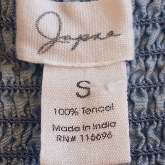 Japna Chambray Button Up Sweetheart Neckline Smocked Back Cottagecore Midi Dress - Picture 7 of 9